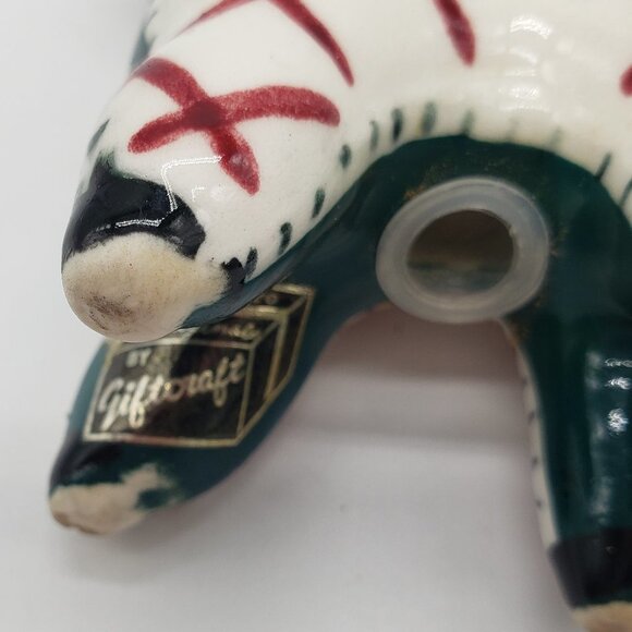 Napco 1970s Patchwork Green White Red Dog Salt and Pepper Shakers - Picture 2 of 10